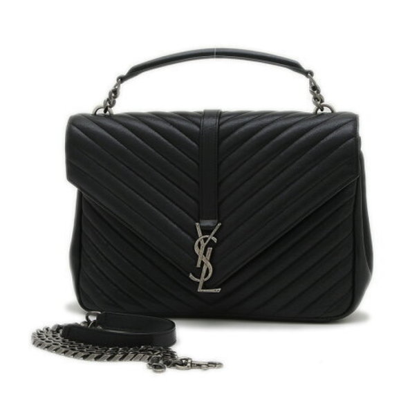Saint Laurent Paris College Bag Black Leather - Picture 1 of 7